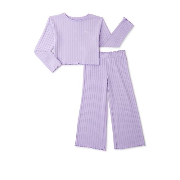 3 Piece girls clothing Size 5/6.  1 Outfit & 1 Justice Hoodie Camo Green Purple - Picture 7 of 9